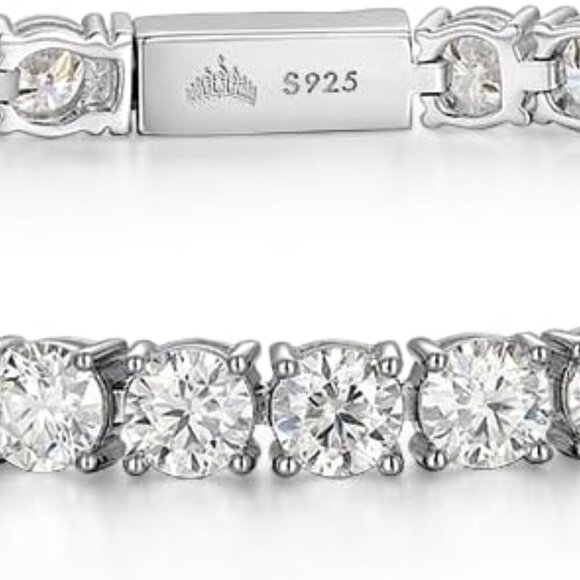 Moissanite Sterling Silver Tennis Bracelet 4mm 6.5 Inch Unisex Elegant Jewelry